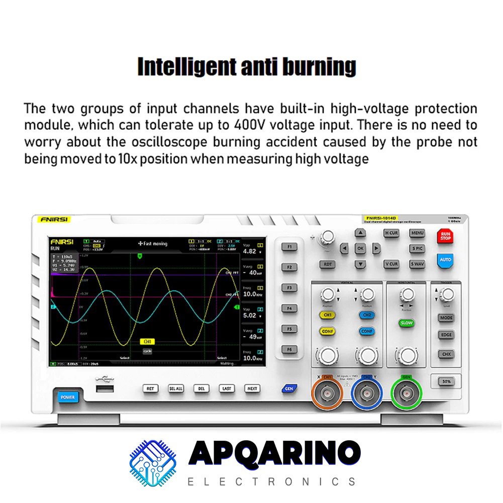 اوسلسكوب 2X1 متنقل 100 ميجا هرتز موديل Fnirsi -1014D - الصورة 4
